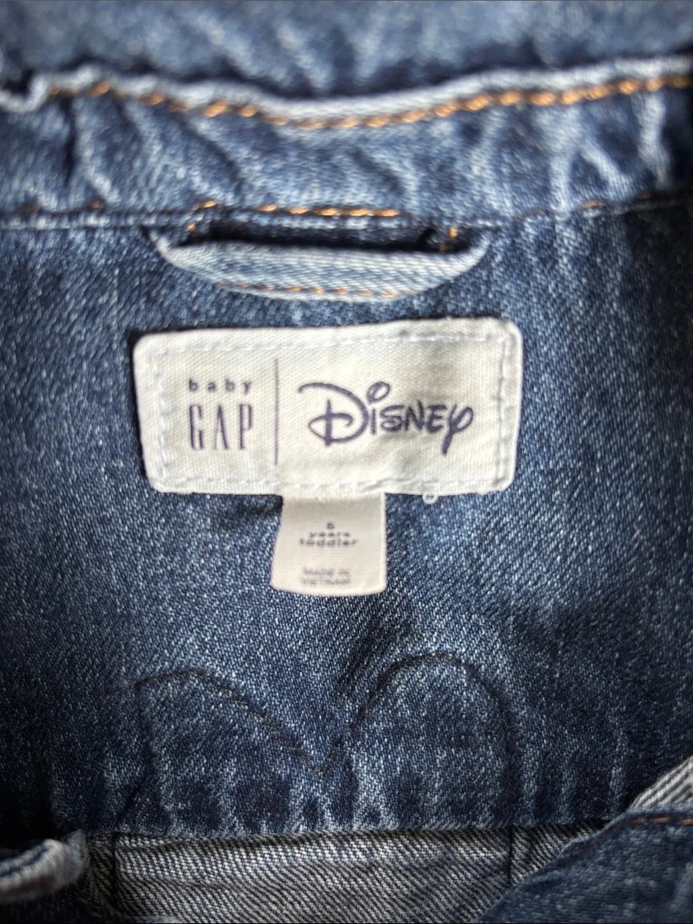 Girls Dark Blue Denim Jacket with Button Front Minnie